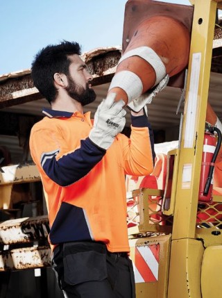 Biz Men's L/S Hi Vis Polo:Orange