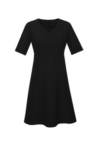 Womens Siena Extended Short Sleeve Mid Dress:Black